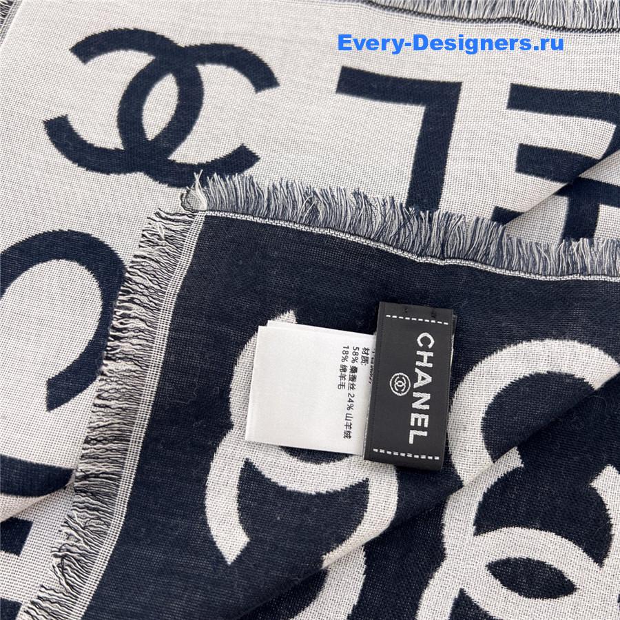 Ch**el denim double jacquard cashmere scarf