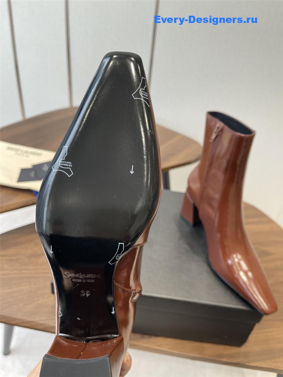 Sa1nt Lau*nt rainer brown waxed leather boots