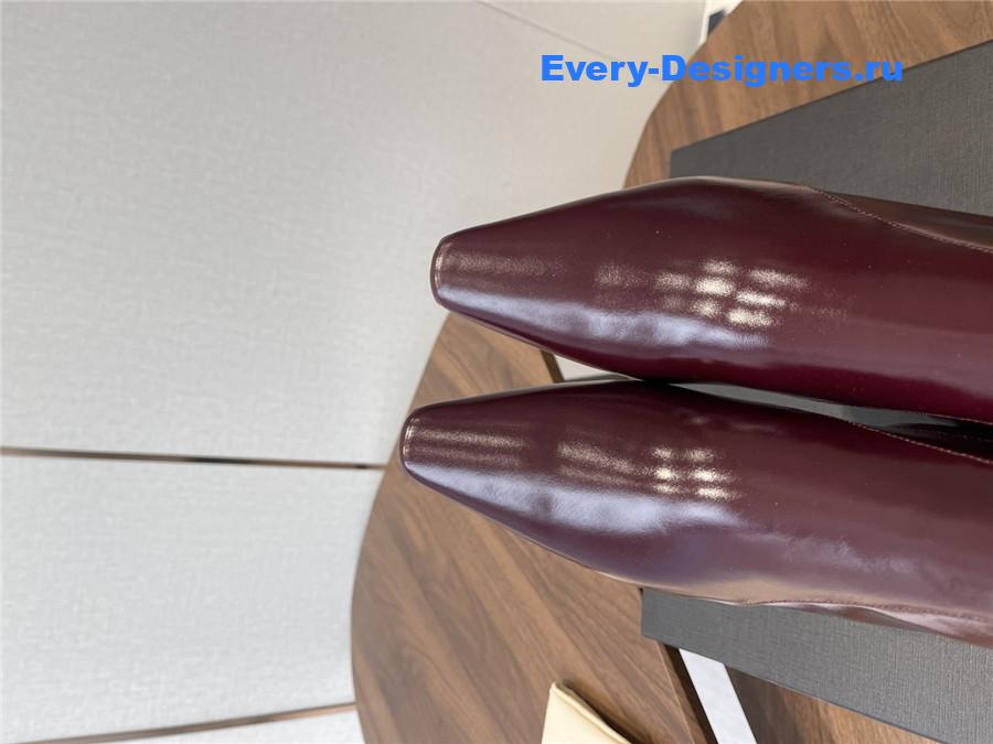 Sa1nt Lau*nt rainer burgundy waxed leather boots