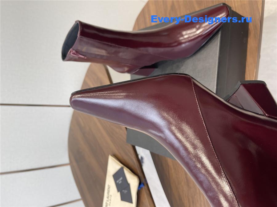 Sa1nt Lau*nt rainer burgundy waxed leather boots