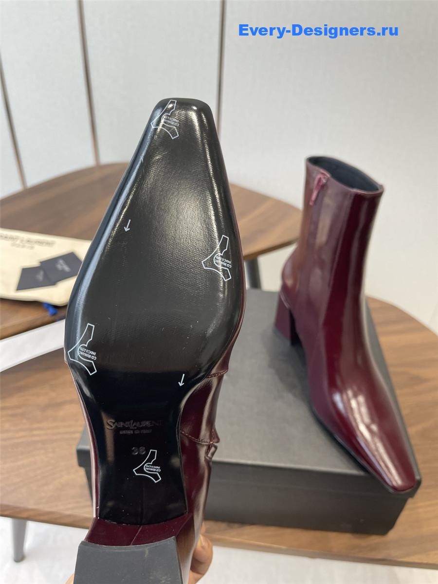 Sa1nt Lau*nt rainer burgundy waxed leather boots