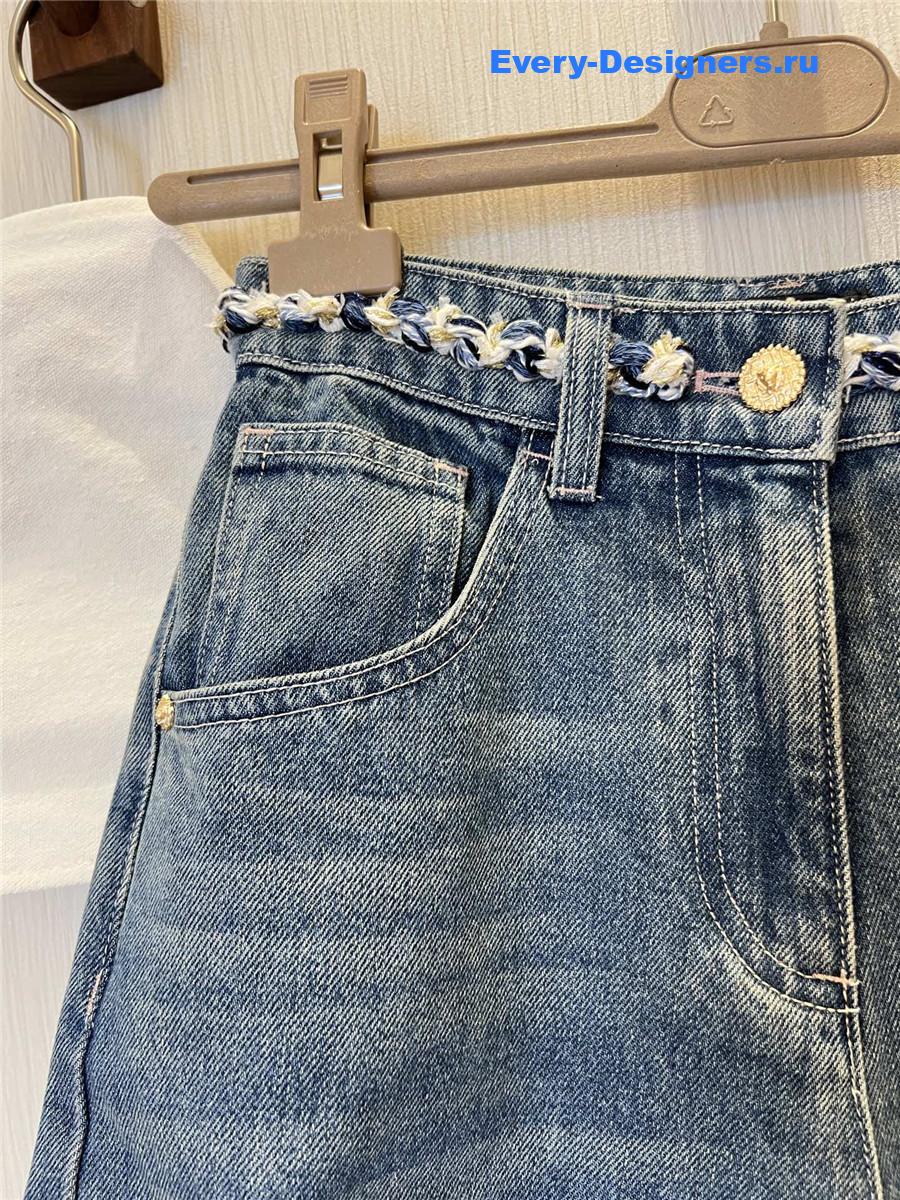 Ch**el high rise woven wide leg jeans