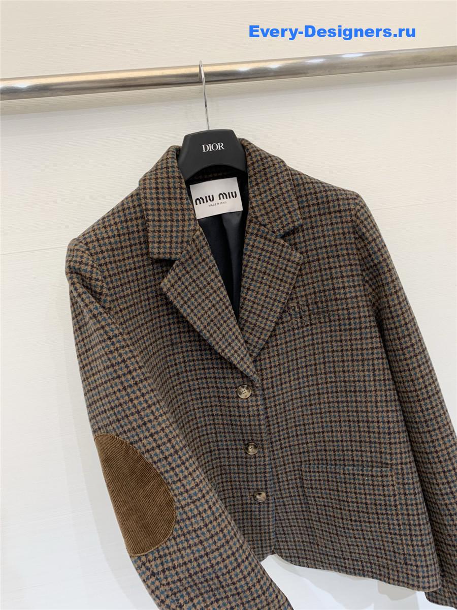 Miu Miu Houndstooth Wool Blazer