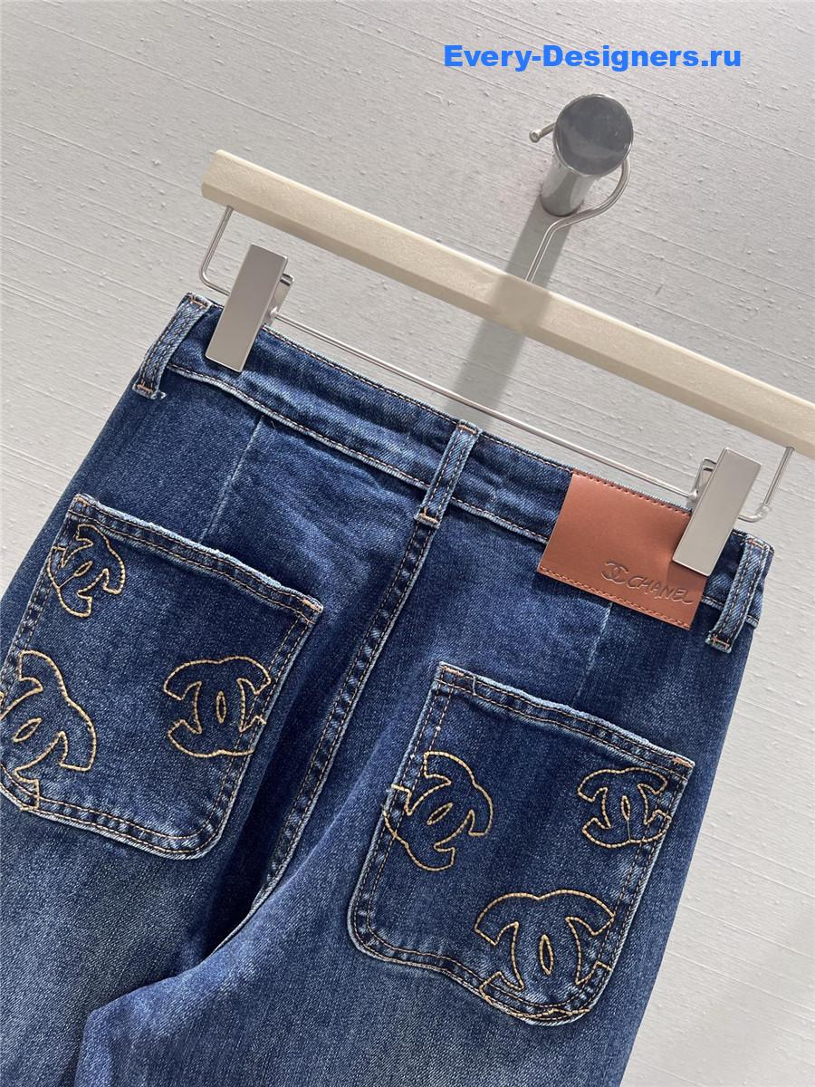 Ch**el blue women denim wide leg pants