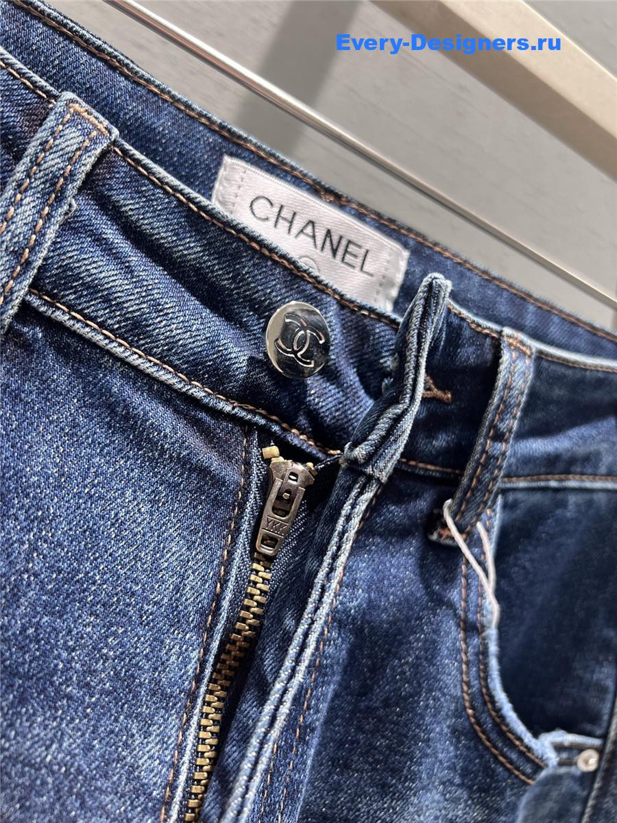 Ch**el blue women denim wide leg pants