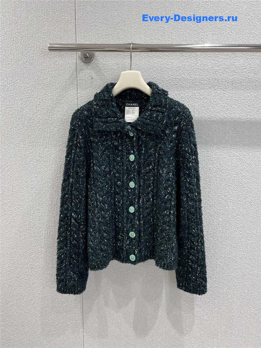 Ch**el green cashmere knit cardigan