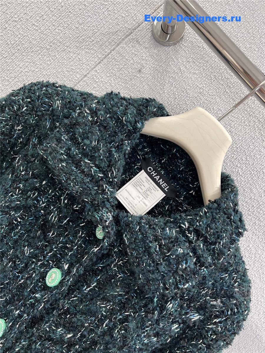 Ch**el green cashmere knit cardigan