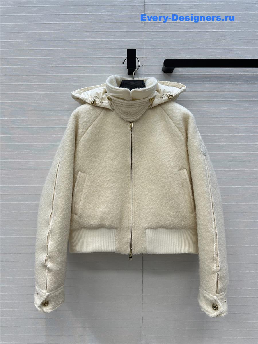 Moncler White Juvigny Hooded Bomber Jacket
