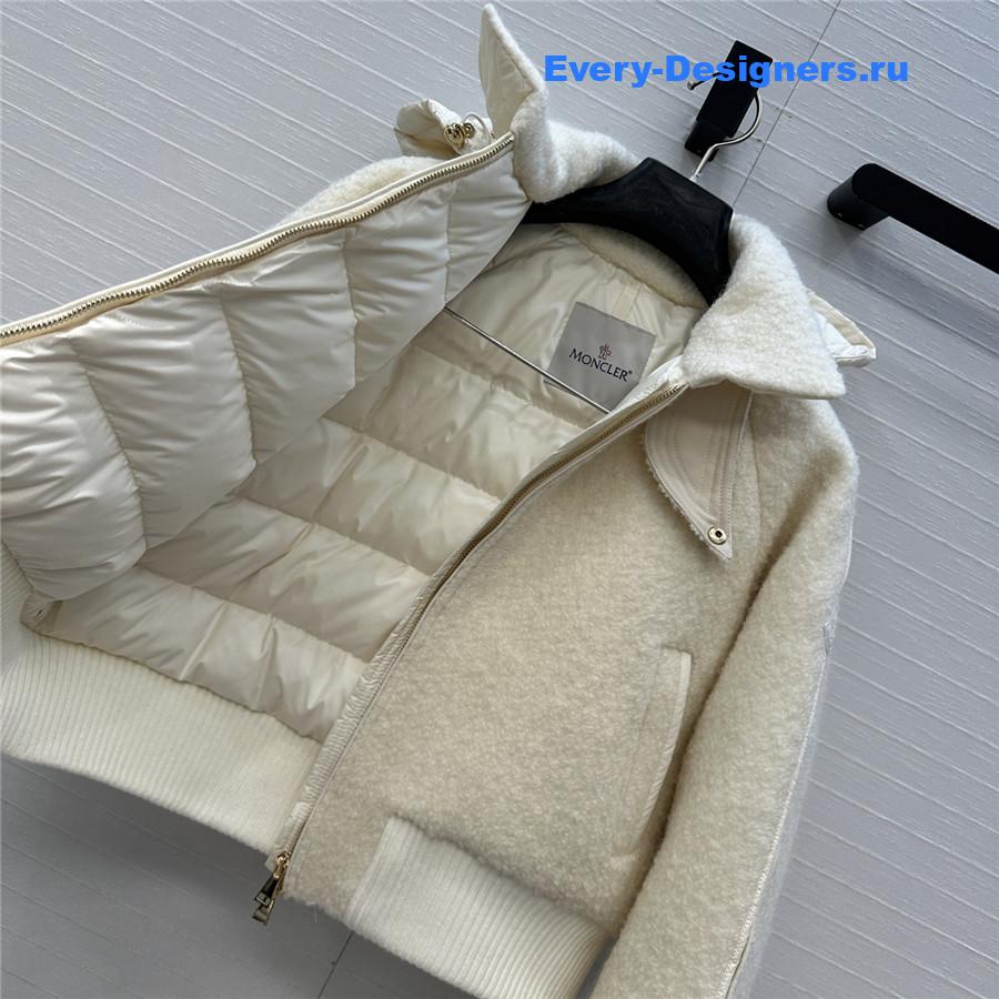 Moncler White Juvigny Hooded Bomber Jacket