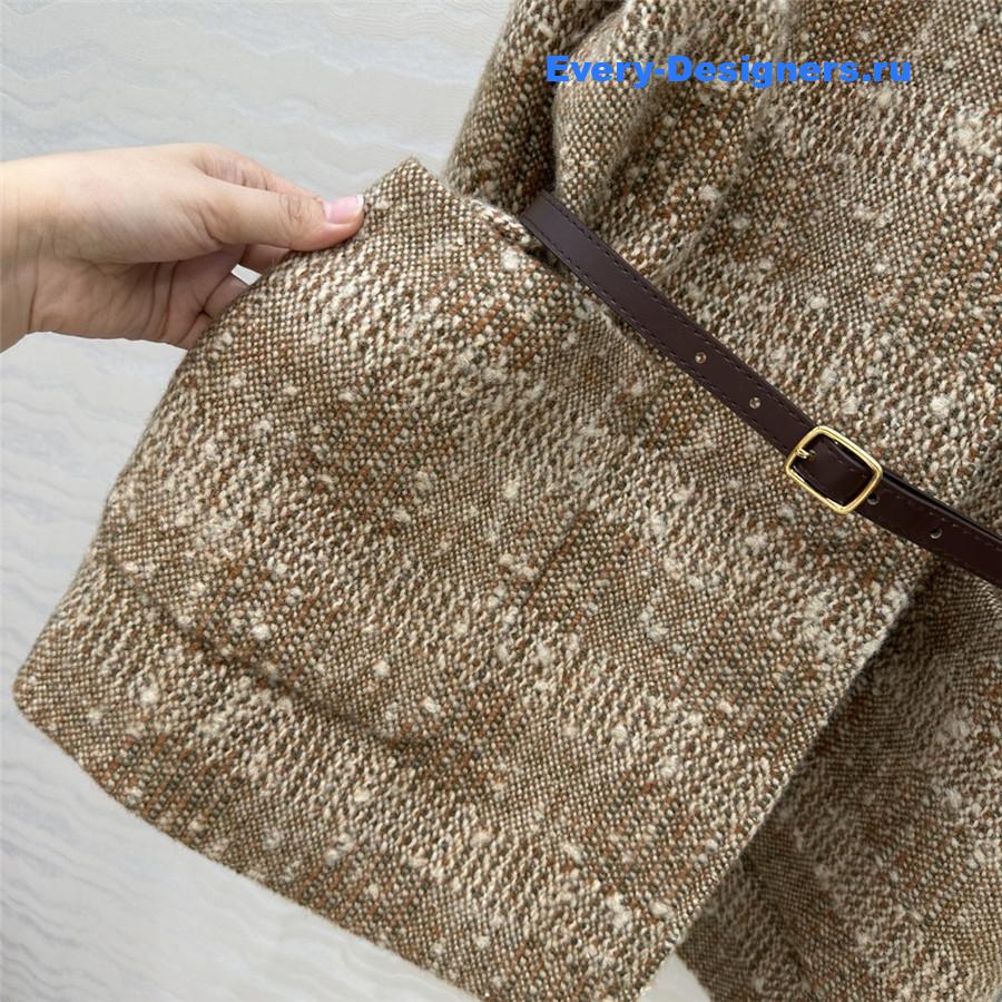 L0r0 P1ana brown wool tweed check coat