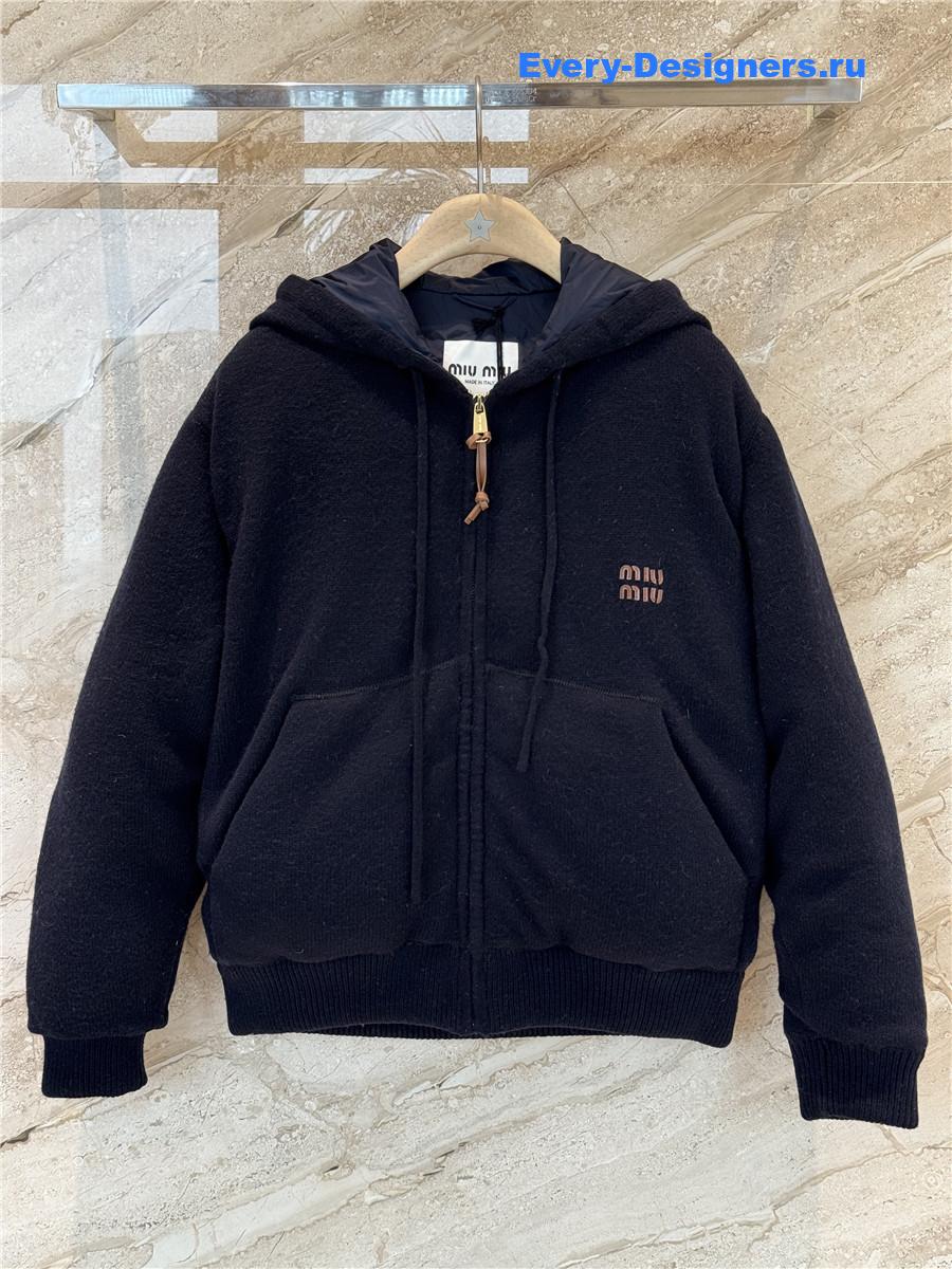 Miu Miu Navy Logo Hoodie
