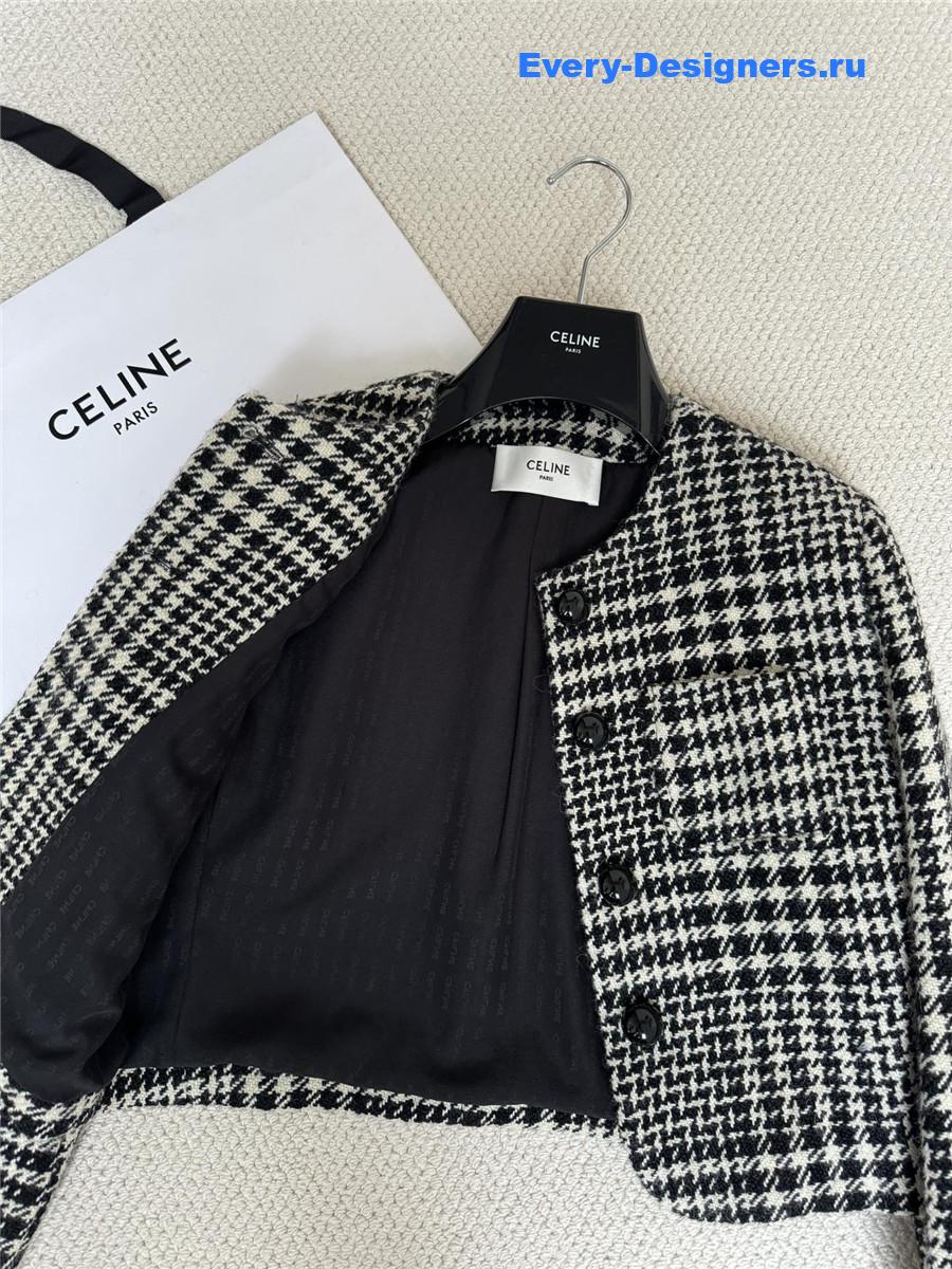 Ce1i*e houndstooth short coat