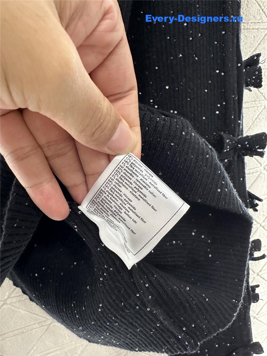 Ch**el black sequin bow knit cardigan