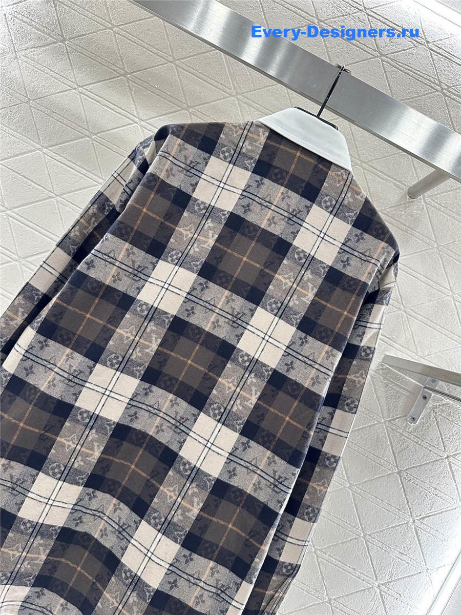 l0vis Vvtt0n monogram flannel long-sleeved polo shirt