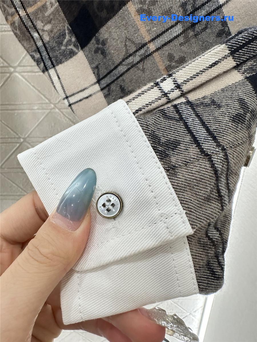 l0vis Vvtt0n monogram flannel long-sleeved polo shirt