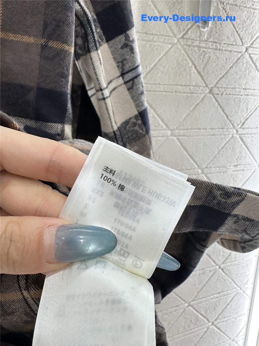 l0vis Vvtt0n monogram flannel long-sleeved polo shirt