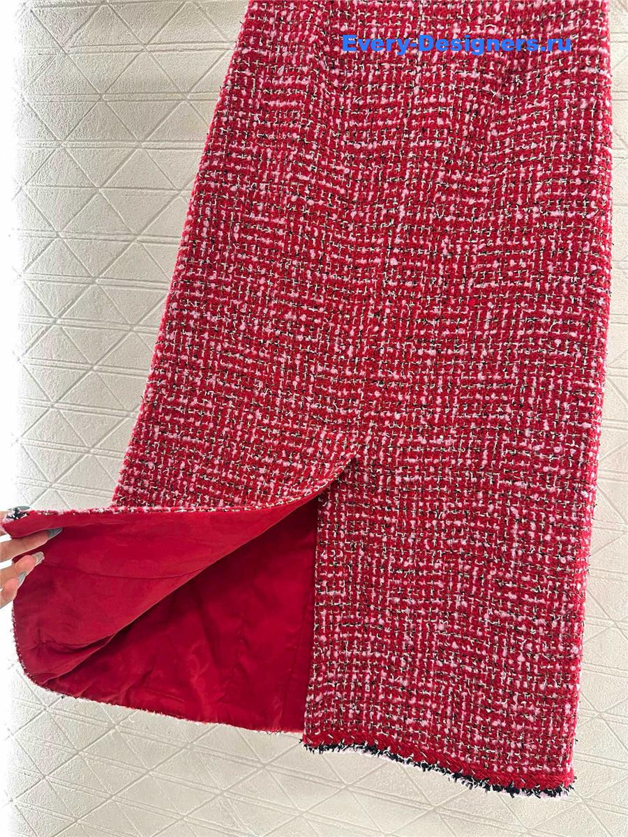 Ch**el round neck woven skirt suit