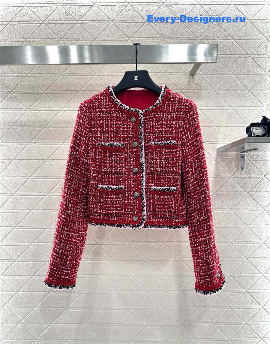 Ch**el round neck woven skirt suit