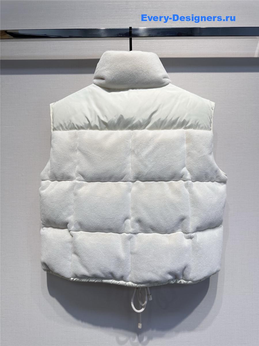 Moncler White Velvet Down Vest