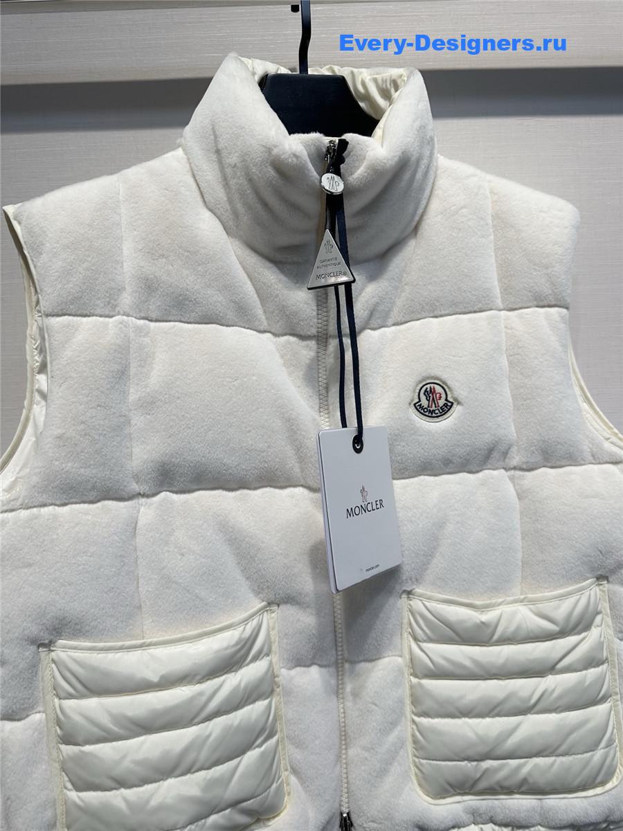 Moncler White Velvet Down Vest