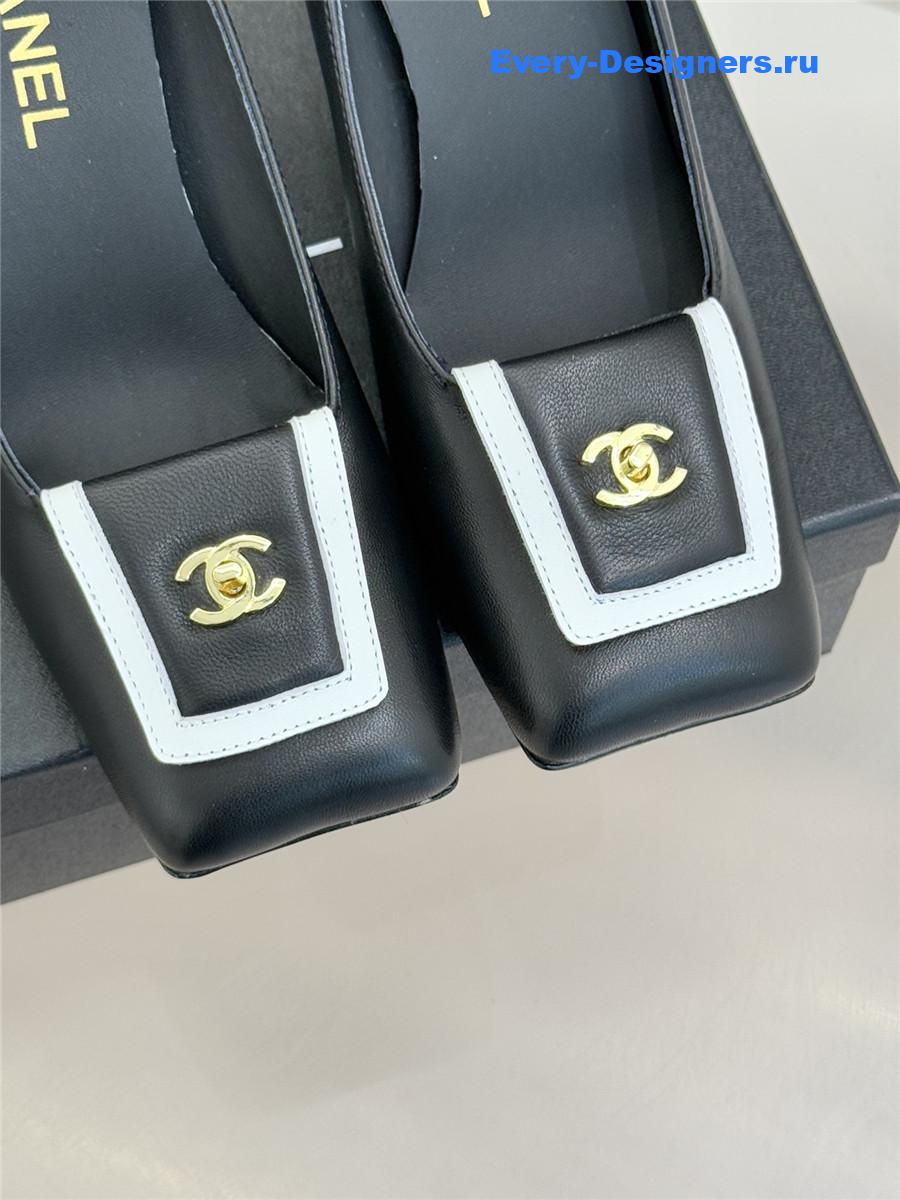 Ch**el black leather square toe pumps