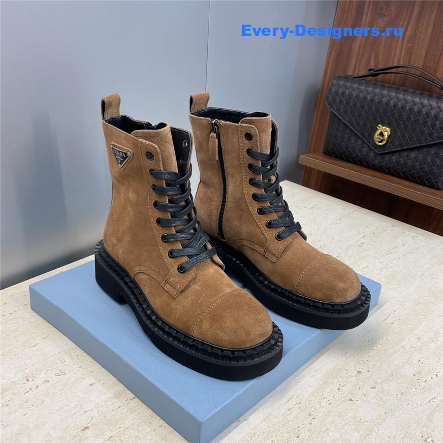 Pra*a brown suede lace-up boots