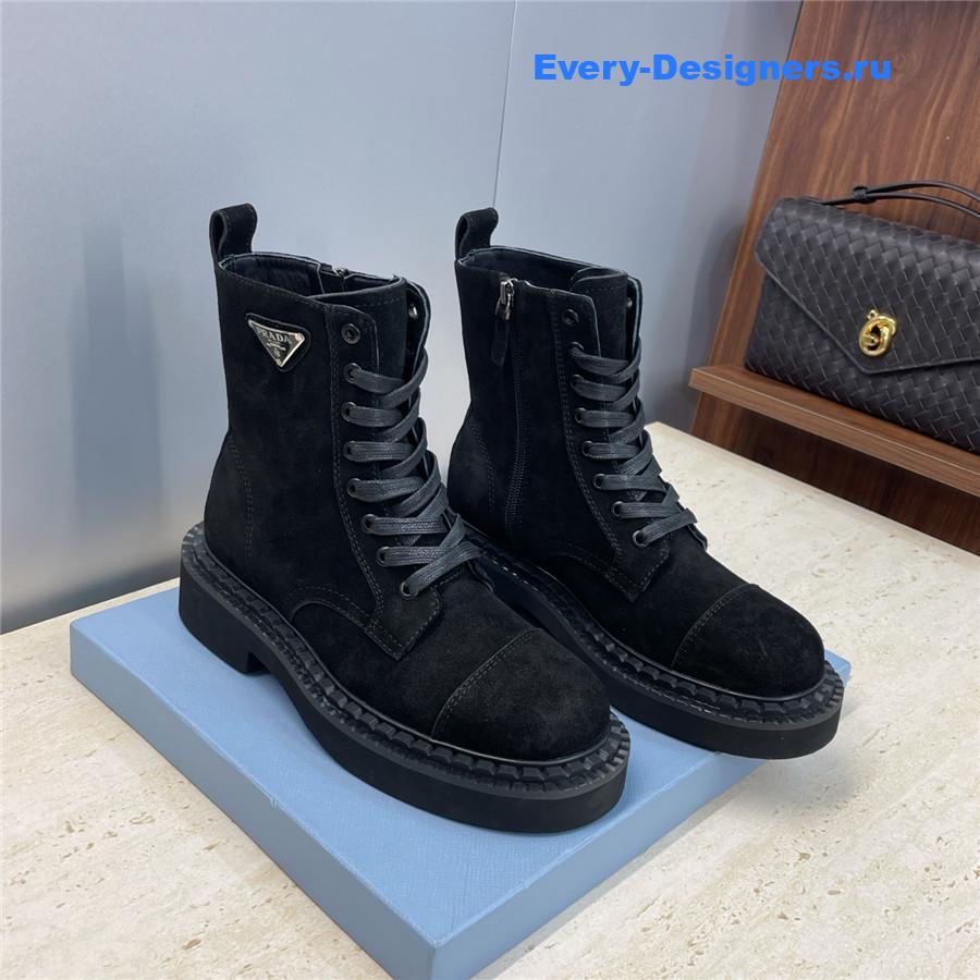 Pra*a black suede lace-up boots