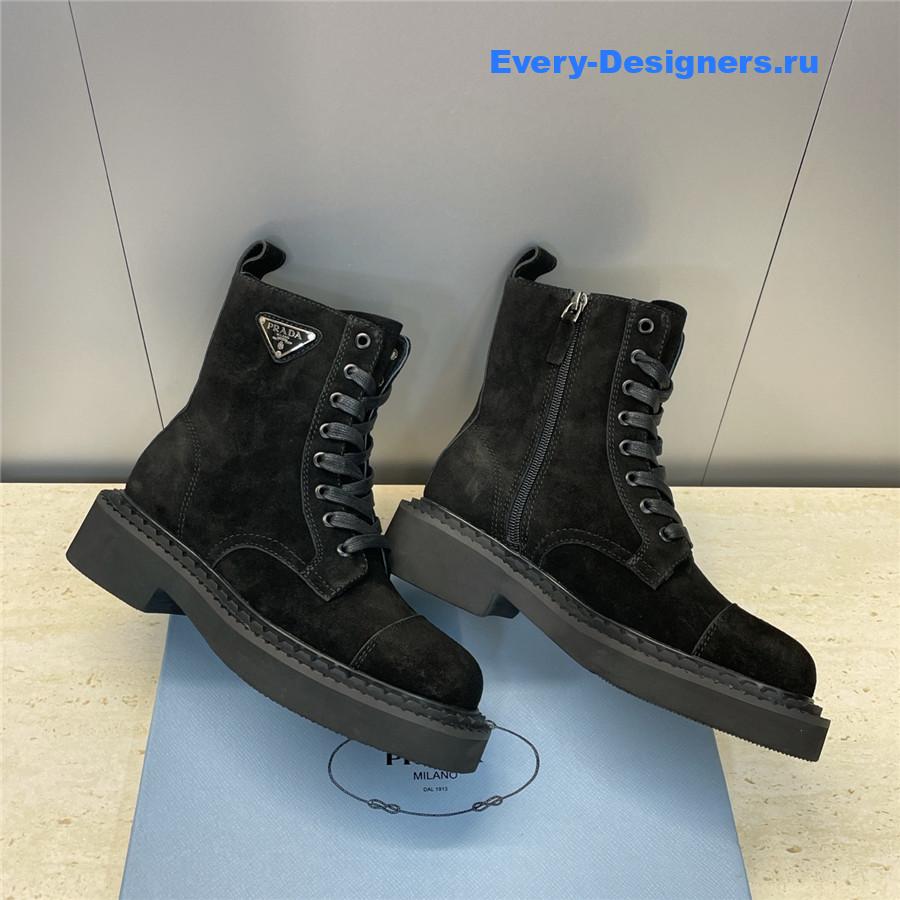 Pra*a black suede lace-up boots