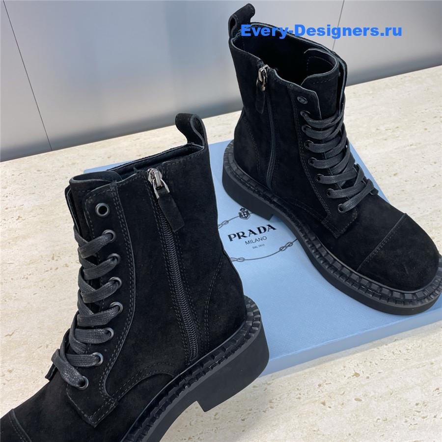 Pra*a black suede lace-up boots