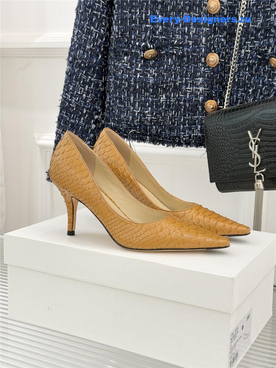 The R0w liisa python almond kitten heel pump