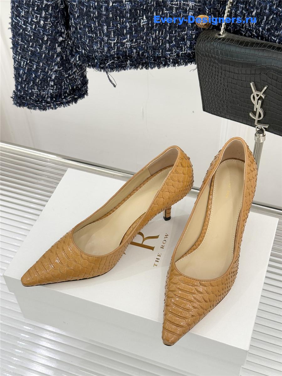 The R0w liisa python almond kitten heel pump