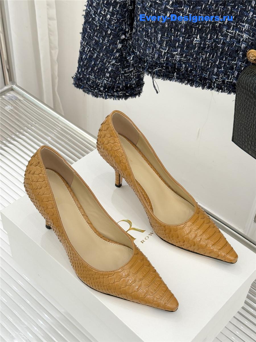 The R0w liisa python almond kitten heel pump
