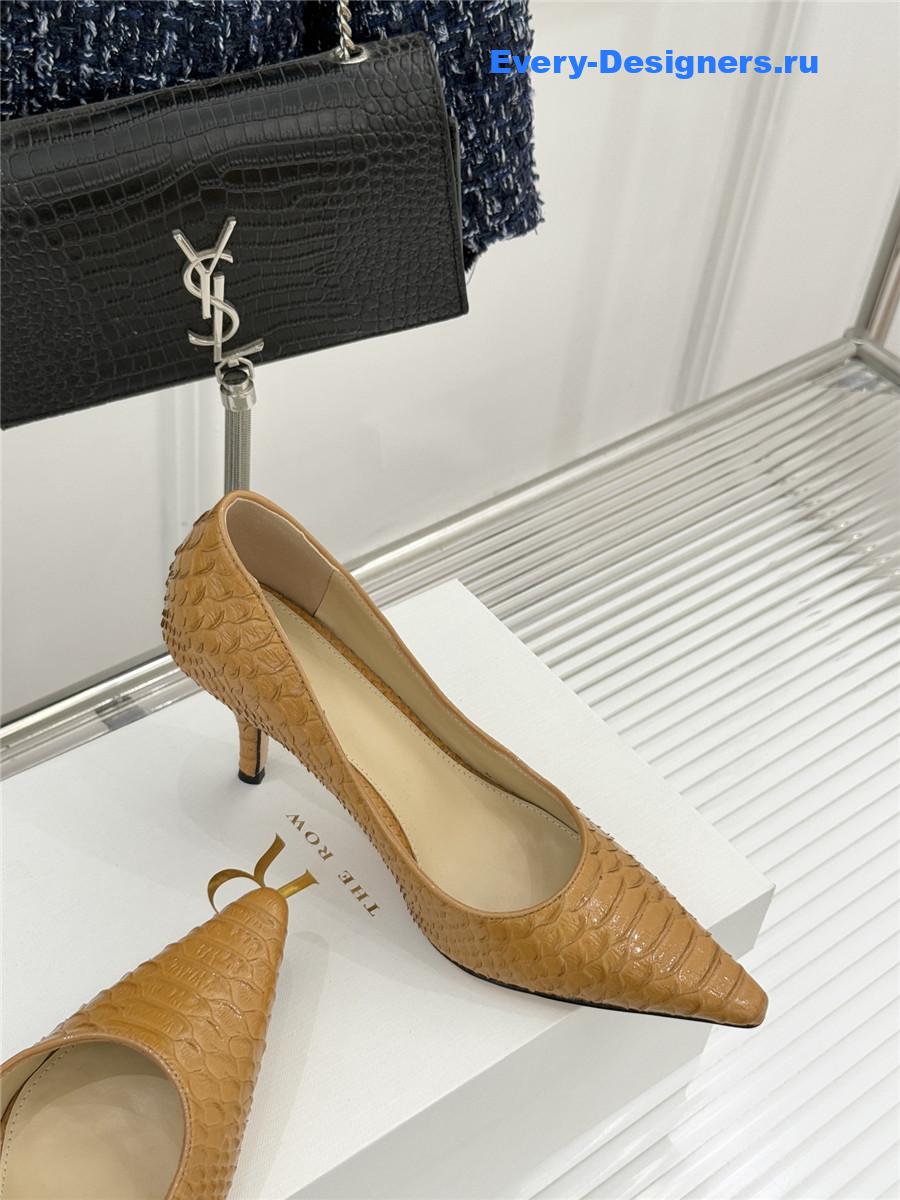 The R0w liisa python almond kitten heel pump