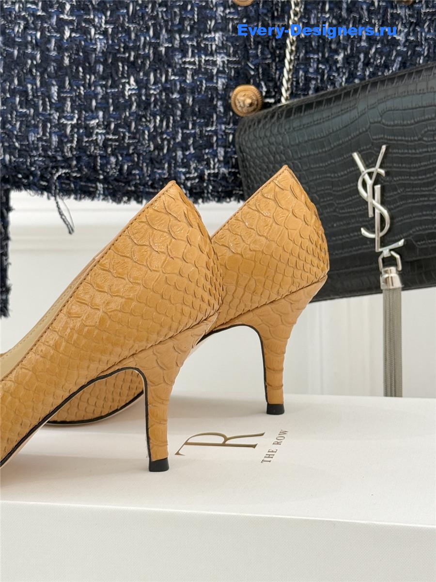 The R0w liisa python almond kitten heel pump