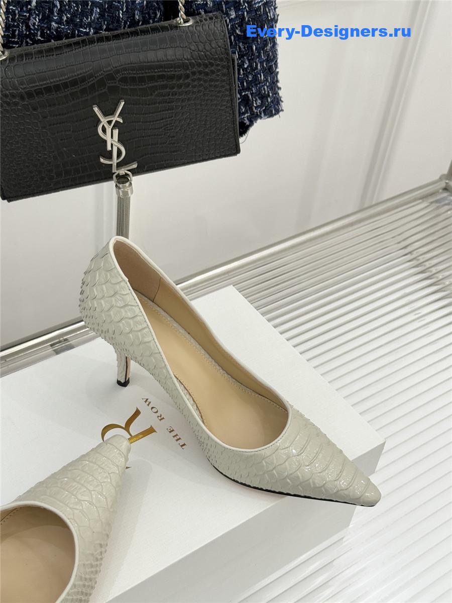 The R0w beige liisa python almond kitten heel pump