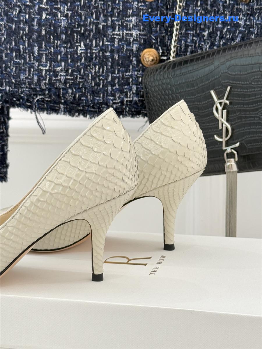 The R0w beige liisa python almond kitten heel pump