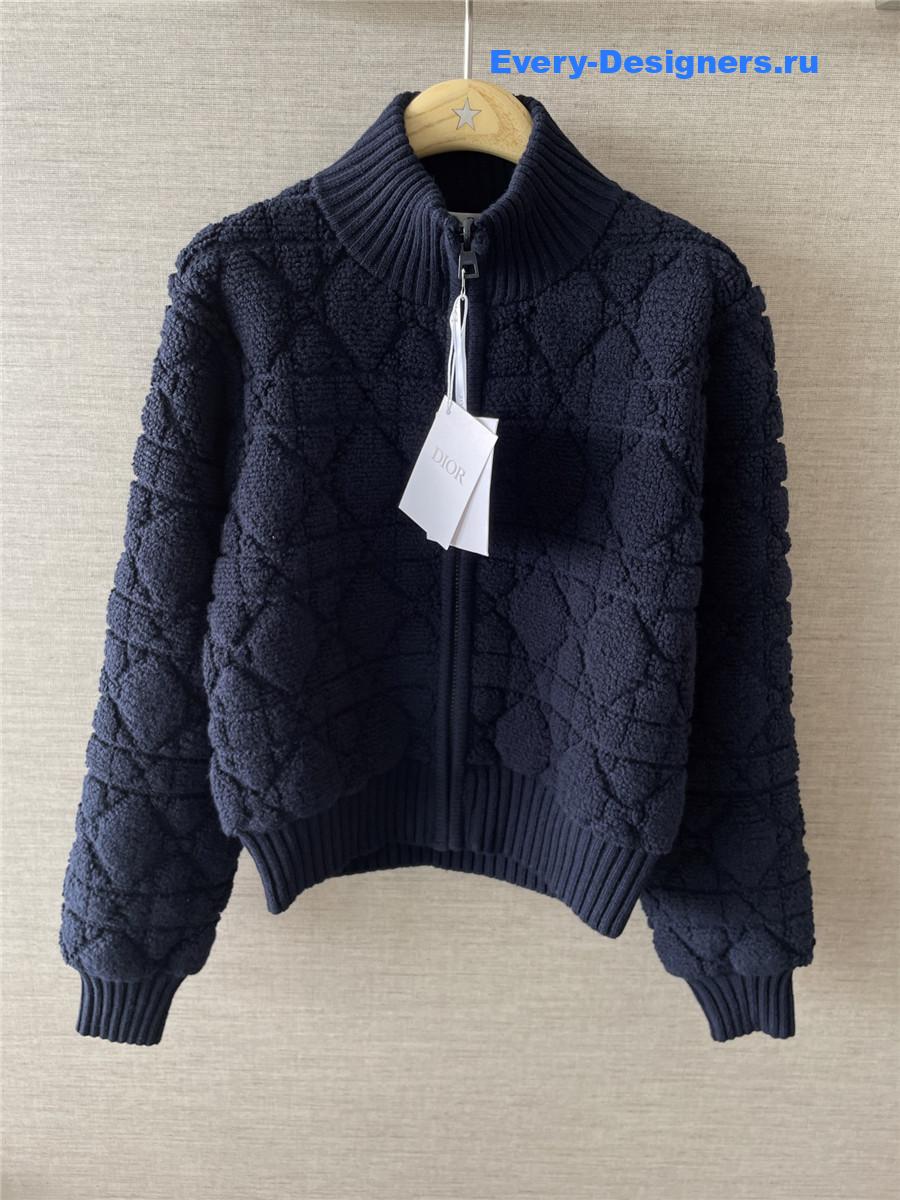 D10ralps navy macrocannage zipped cardigan