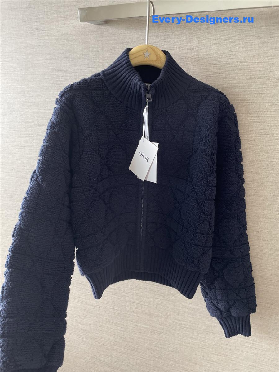 D10ralps navy macrocannage zipped cardigan