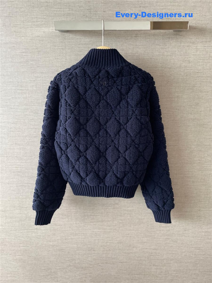 D10ralps navy macrocannage zipped cardigan