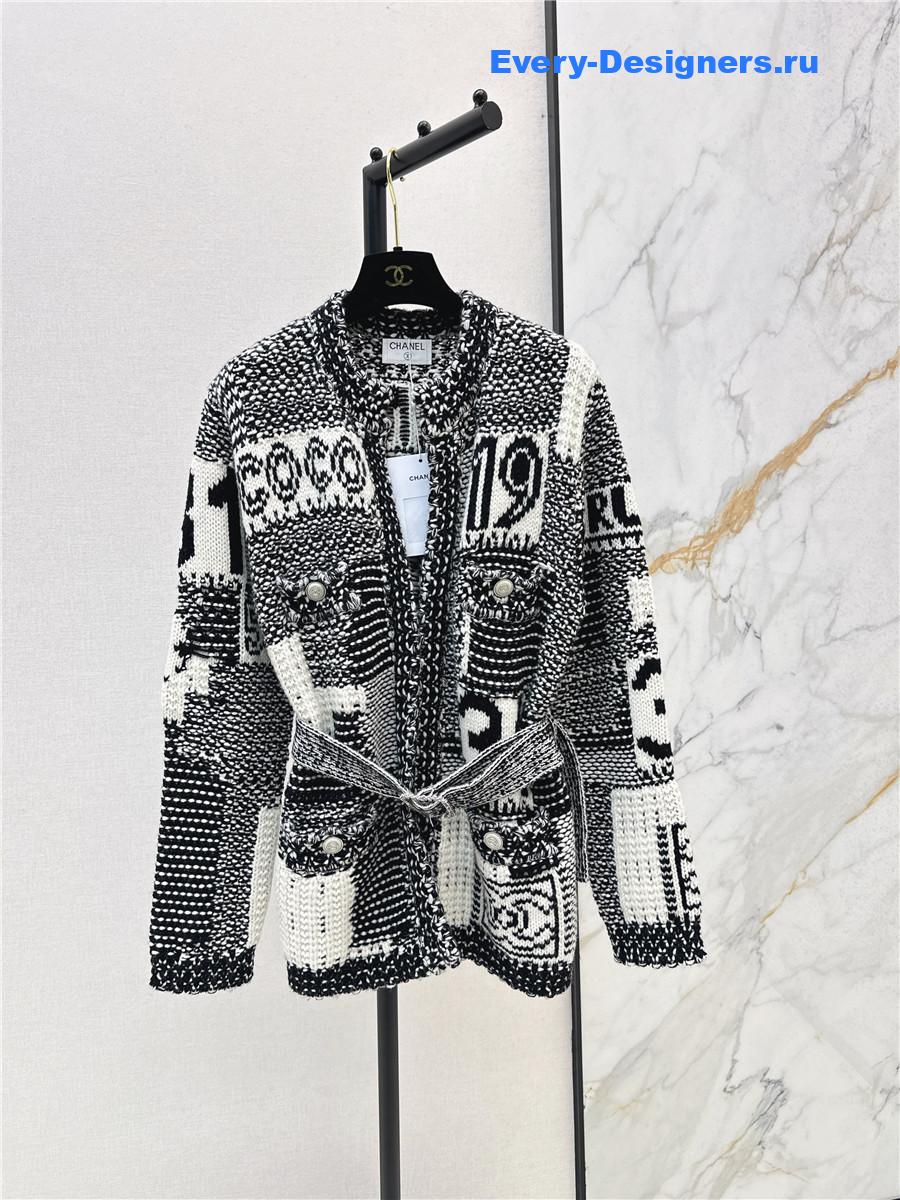 Ch**el coco black white knit cardigan