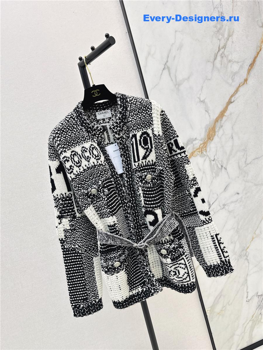 Ch**el coco black white knit cardigan