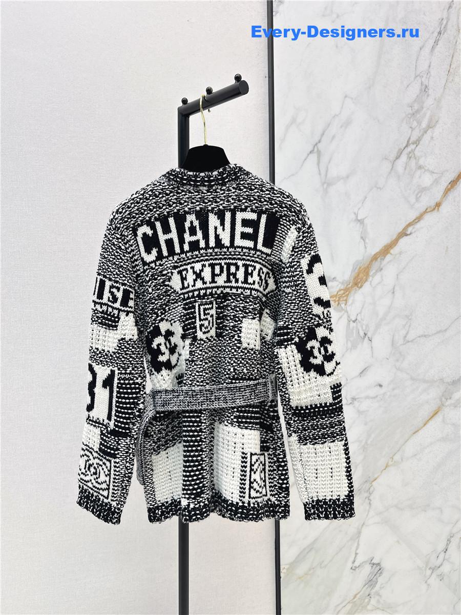 Ch**el coco black white knit cardigan