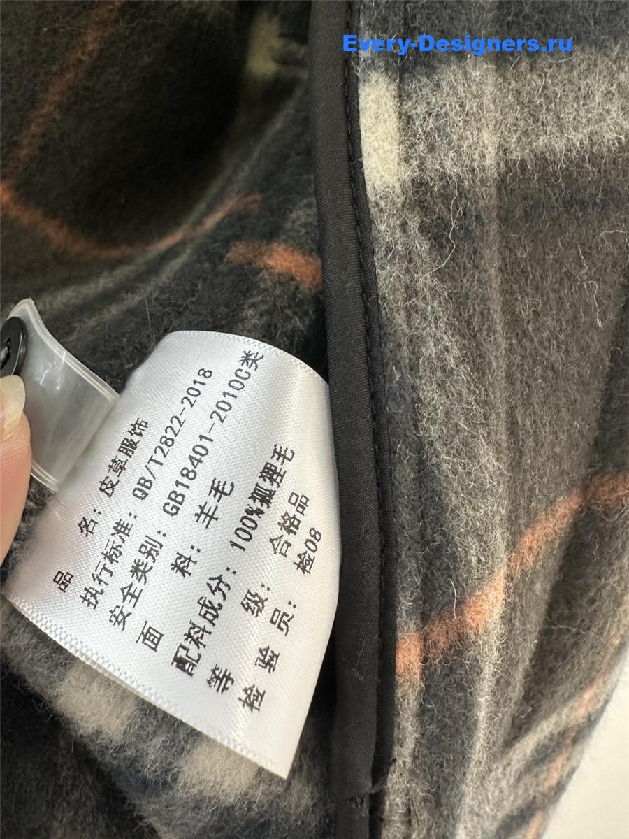 Bv*b*rry grey classic fox fur check wool coat