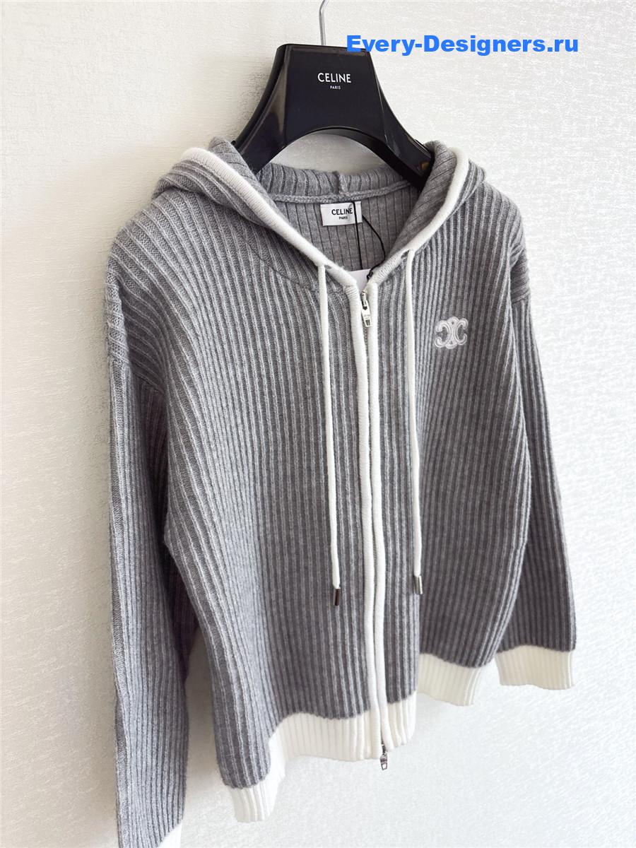 Ce1i*e grey triomphe logo knit hoodie