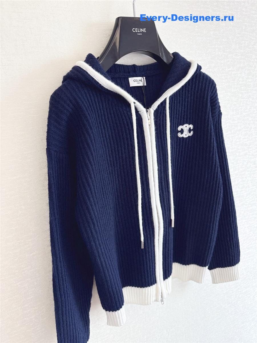 Ce1i*e navy blue triomphe logo knit hoodie