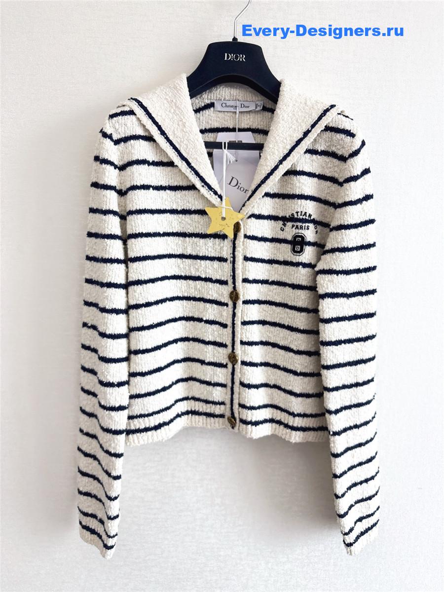 D10r white stripe lapel sweater