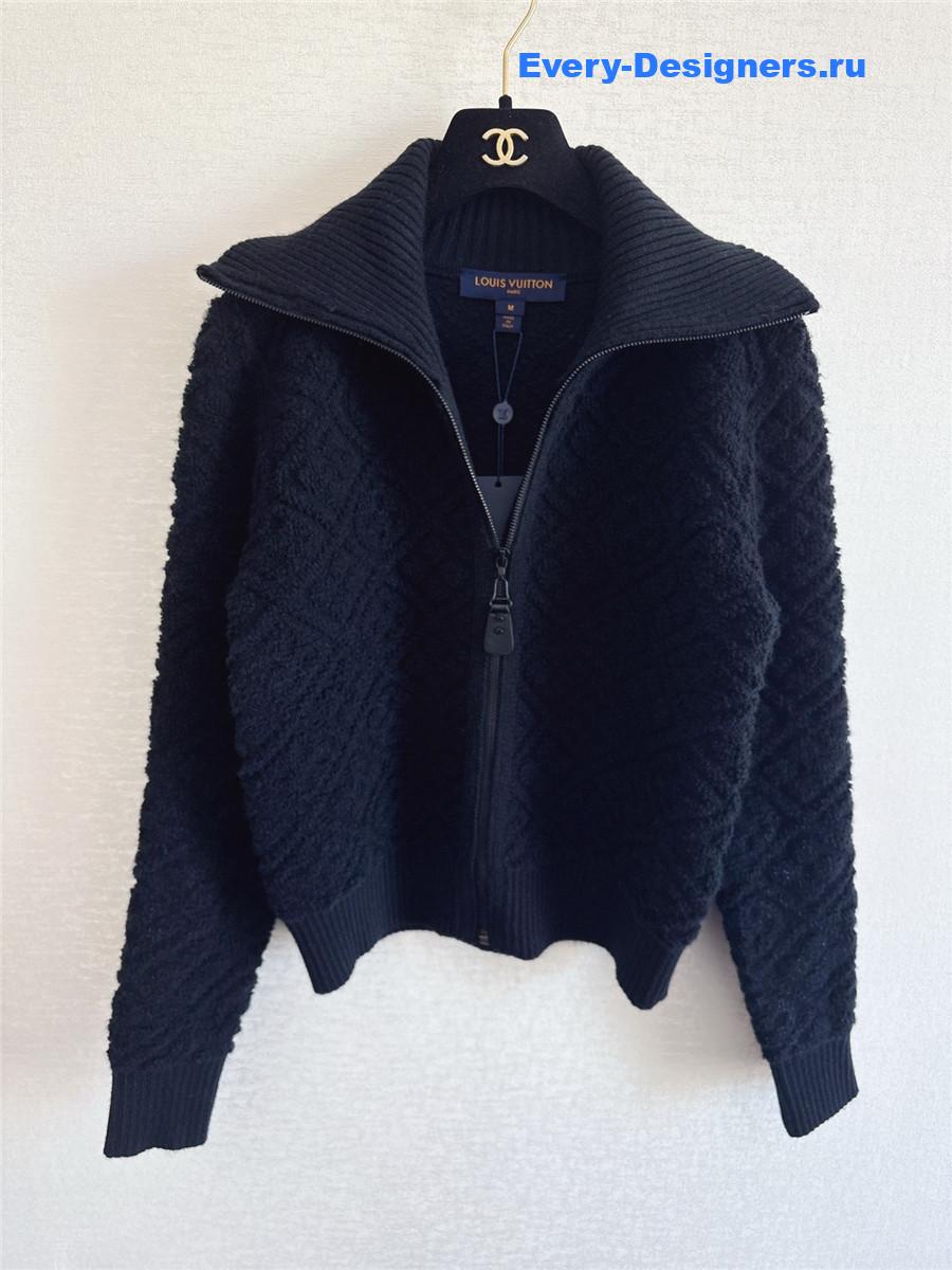 l0vis Vvtt0n black monogram toweling zip-up hoodie