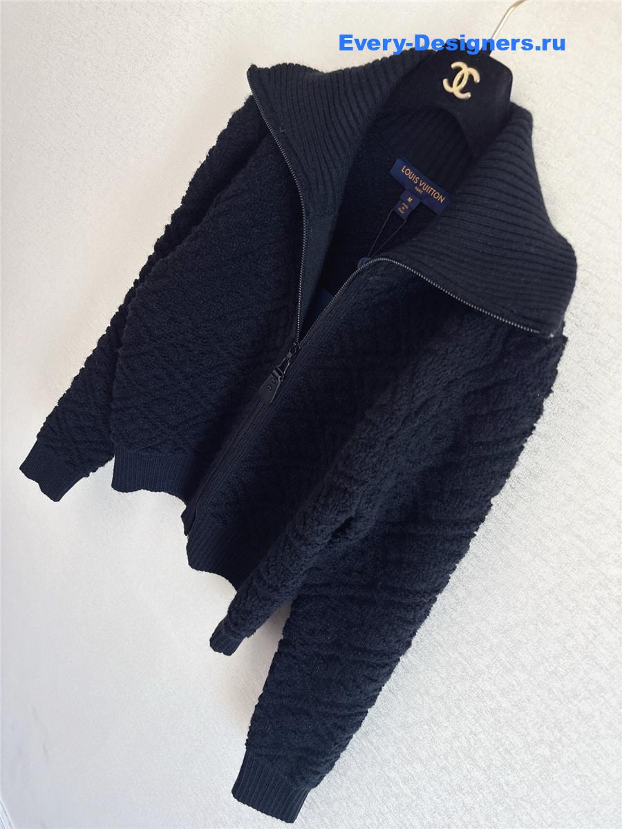 l0vis Vvtt0n black monogram toweling zip-up hoodie