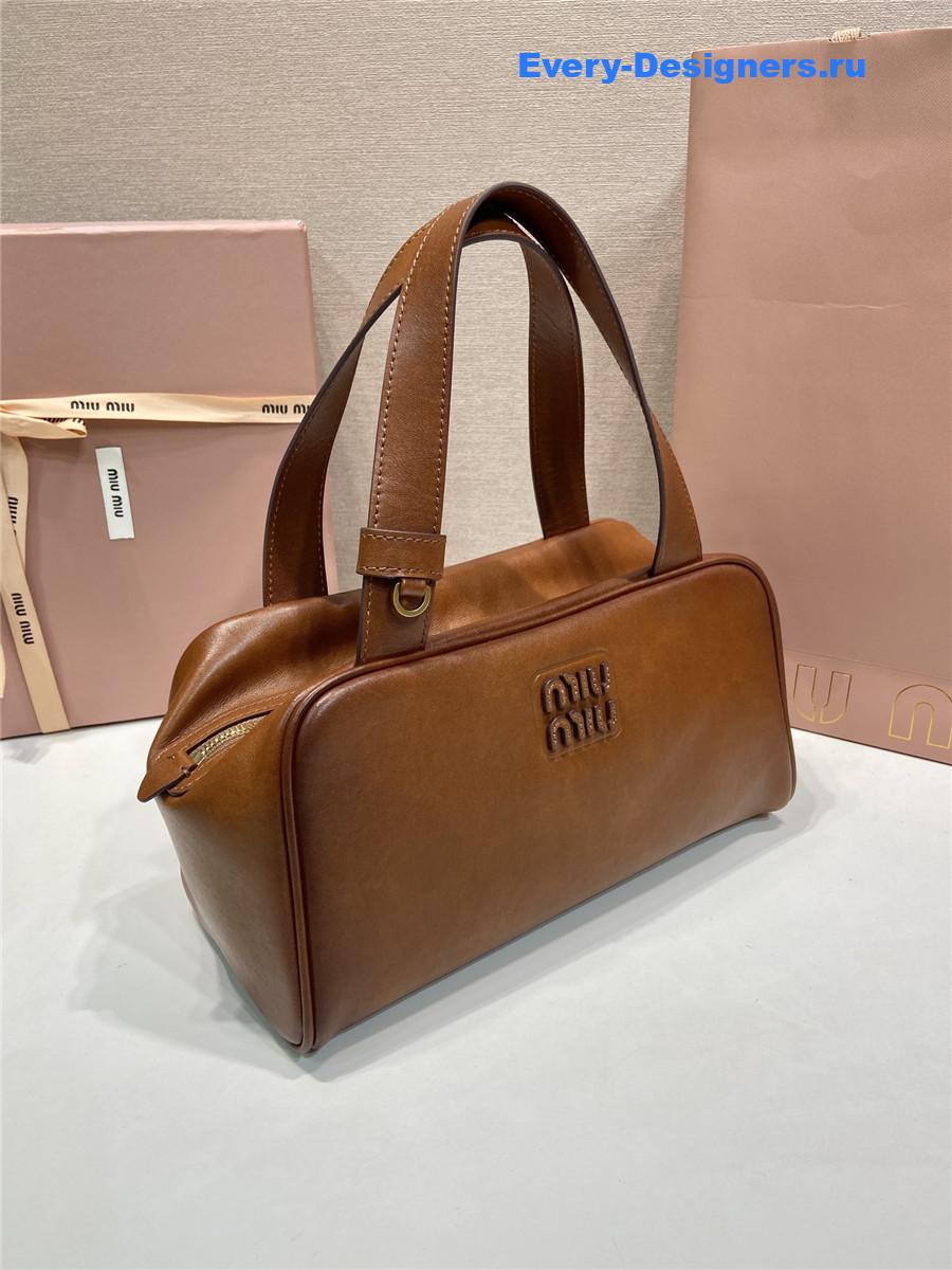 Miu Miu Brown Leather Top-Handle Bag
