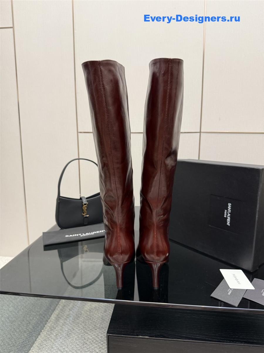 Sa1nt Lau*nt brown knee-high boots